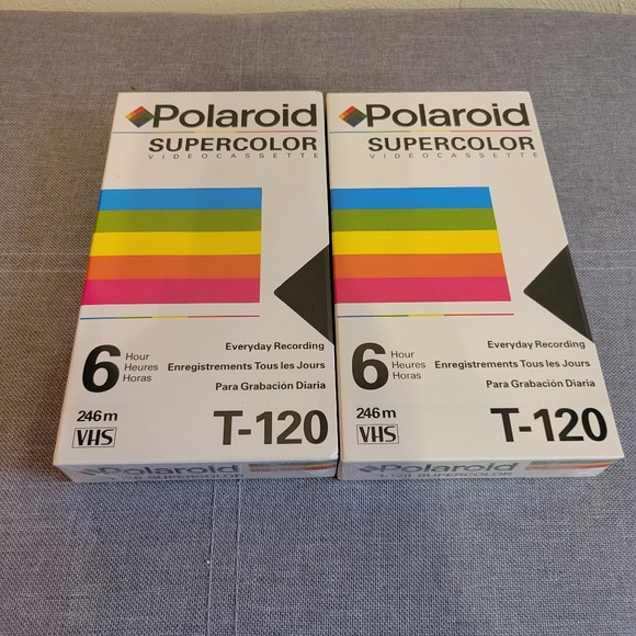Polaroid VHS Tapes New Factory Sealed! Standard Grade T-120 6 Hours Lot of 2 - Picture 1 of 4